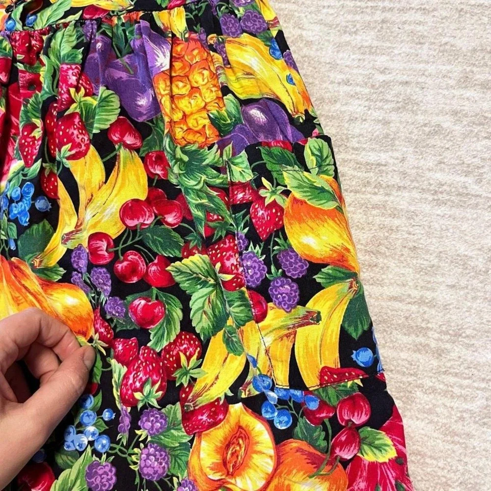 Vintage Sostanza Fruit Print Dress Girls Colorful Sleeveless‎ Pockets size 5